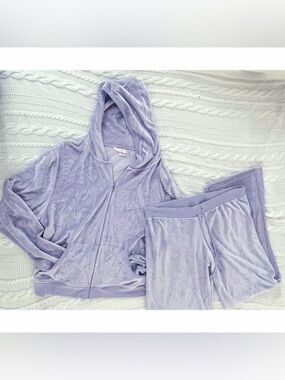 Rare Vintage Victorias Secret Velvet Velour Lilac Purple Tracksuit Set Size L